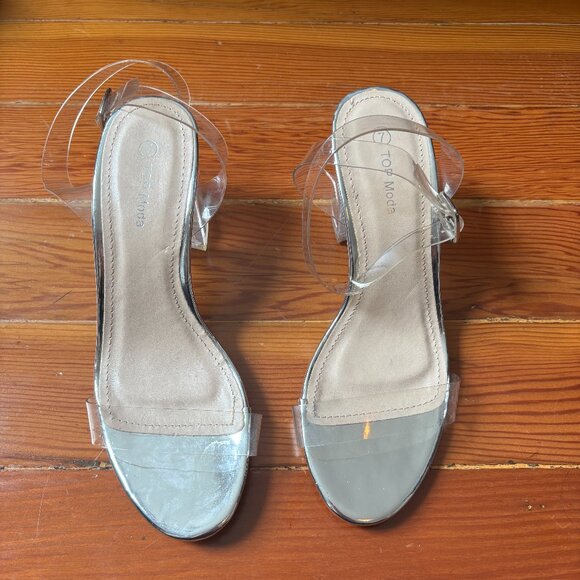 Chunky Heel Clear Translucent Sandals TOP Moda SIZE 7 - Picture 1 of 5